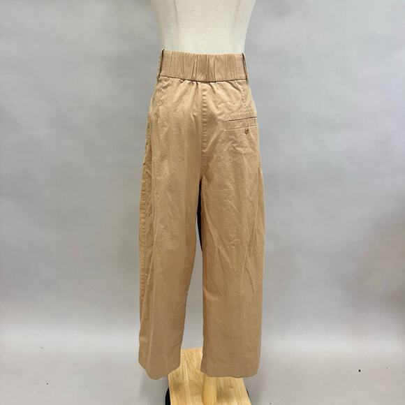 COS tan khaki pleated barrel balloon leg chino pant elastic waist Size 10 - Picture 11 of 16